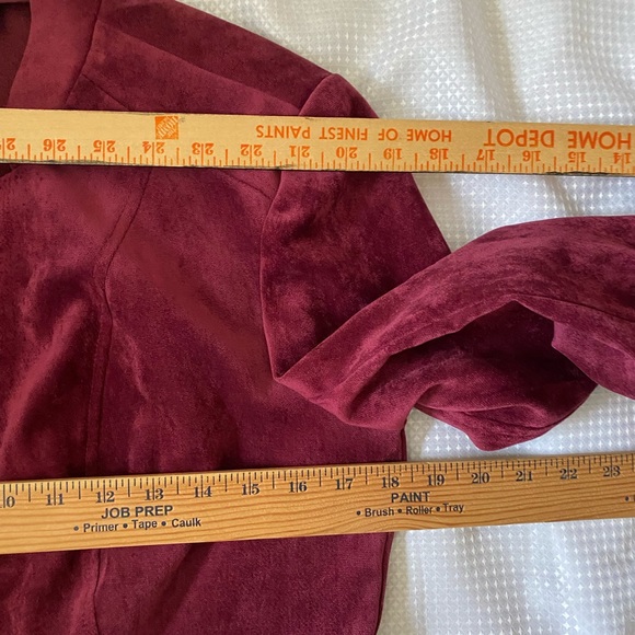 db( Dressbarn) Womens Blazer Jacket Maroon Hook Closure Soft Fit/Flare, M - Picture 7 of 16